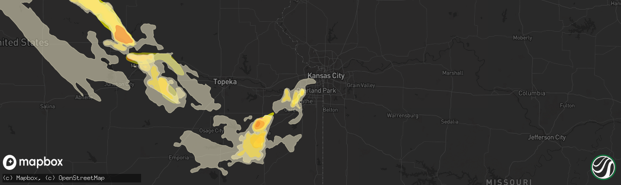 Hail map in Lenexa, KS on September 10, 2015