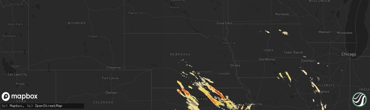 Hail map in Nebraska on September 10, 2015