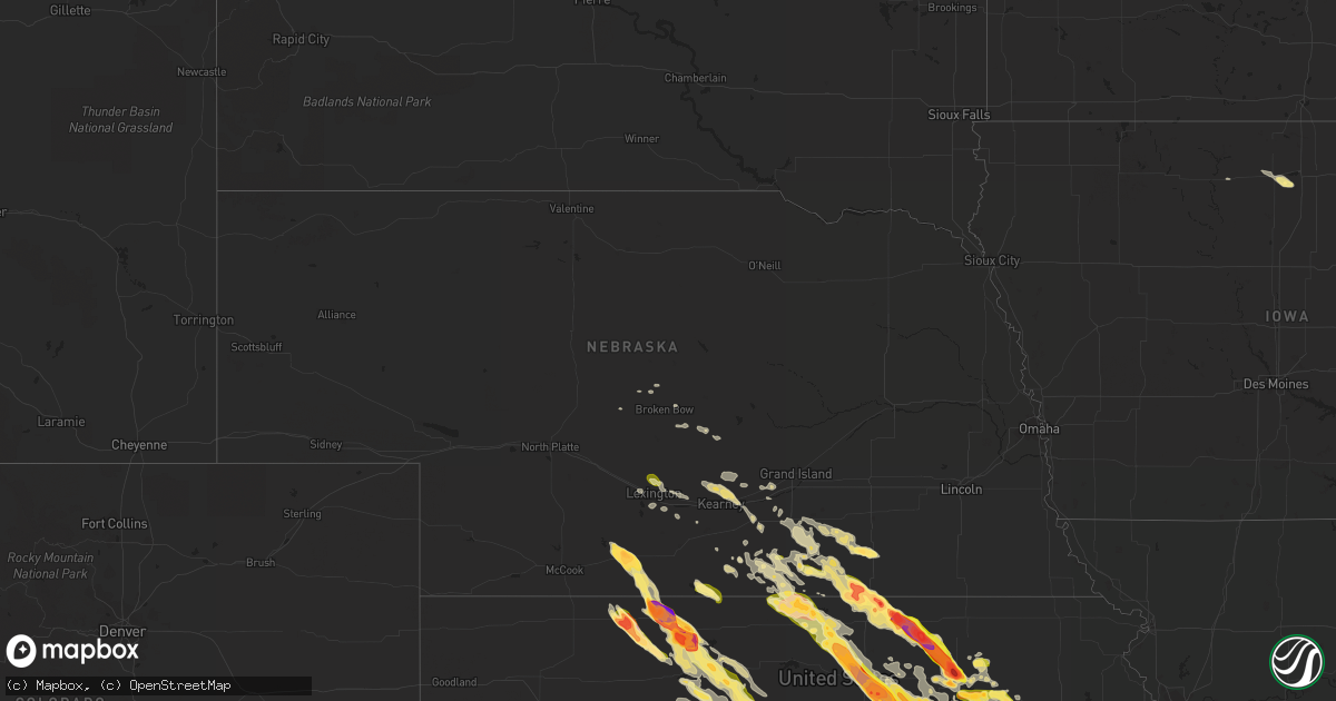Hail map in Nebraska on September 10, 2015