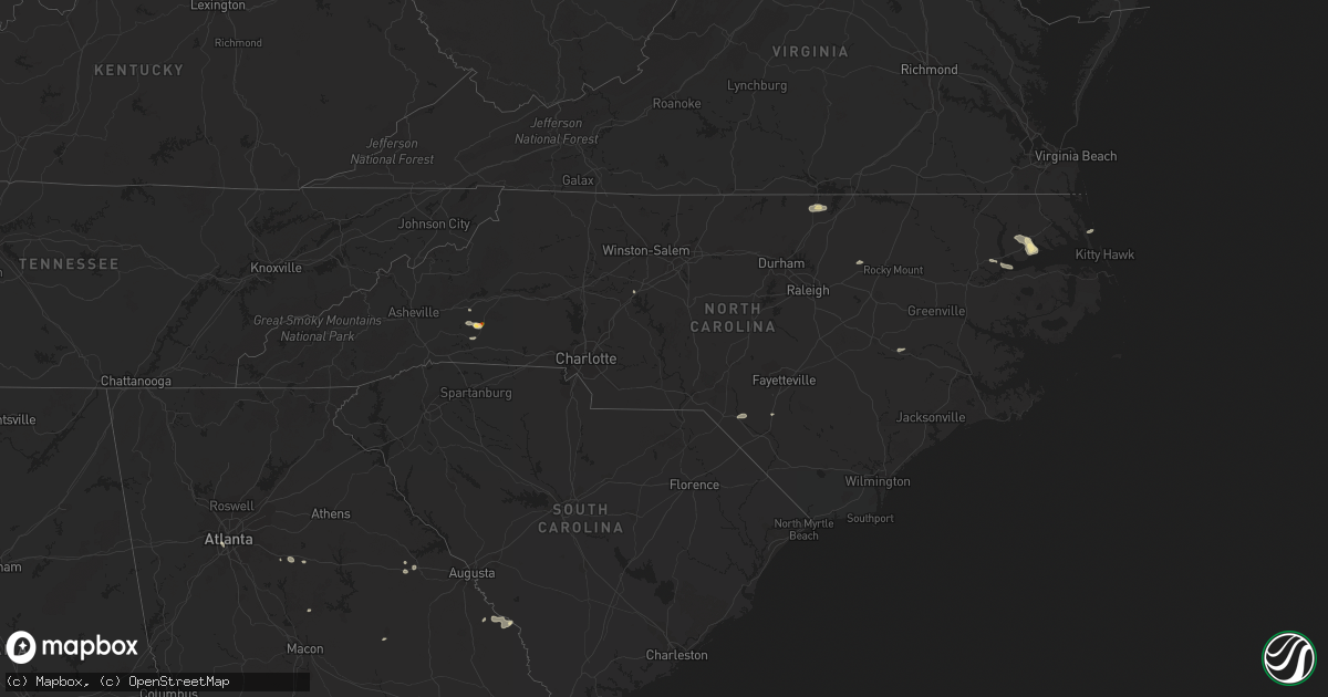 Hail map in North Carolina on September 10, 2015