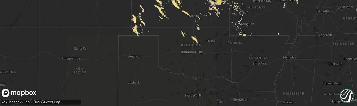 Hail map in Oklahoma on September 10, 2015