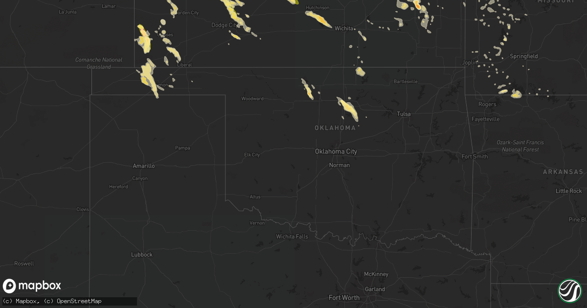 Hail map in Oklahoma on September 10, 2015