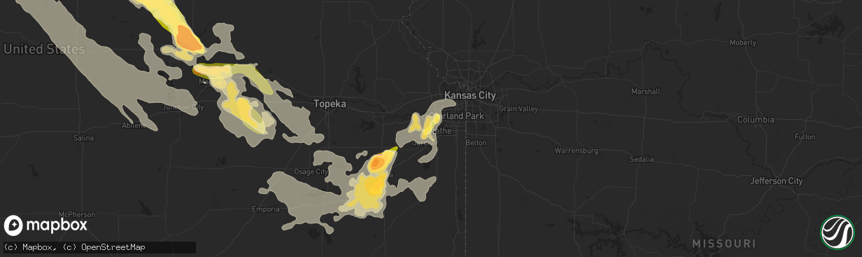 Hail map in Olathe, KS on September 10, 2015