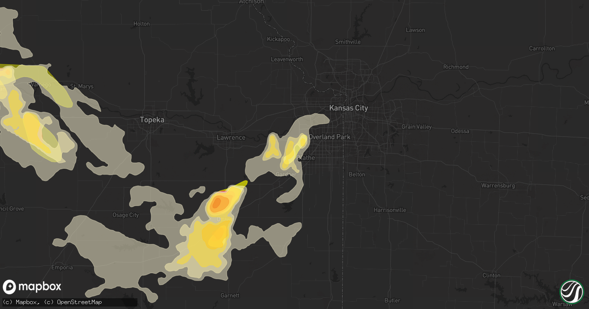 Hail map in Olathe, KS on September 10, 2015