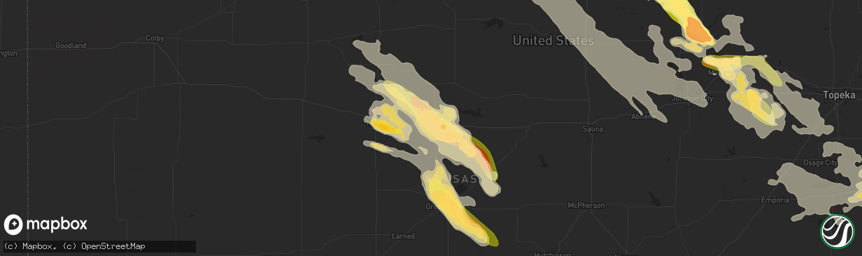 Hail map in Russell, KS on September 10, 2015