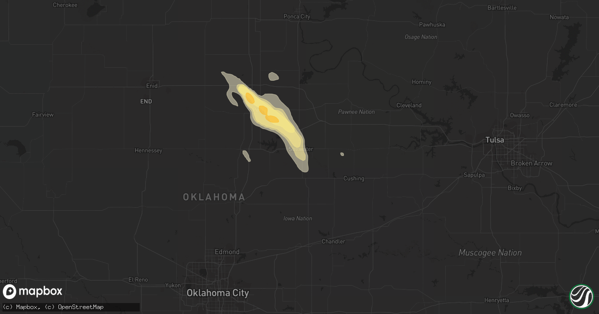 Hail map in Stillwater, OK on September 10, 2015