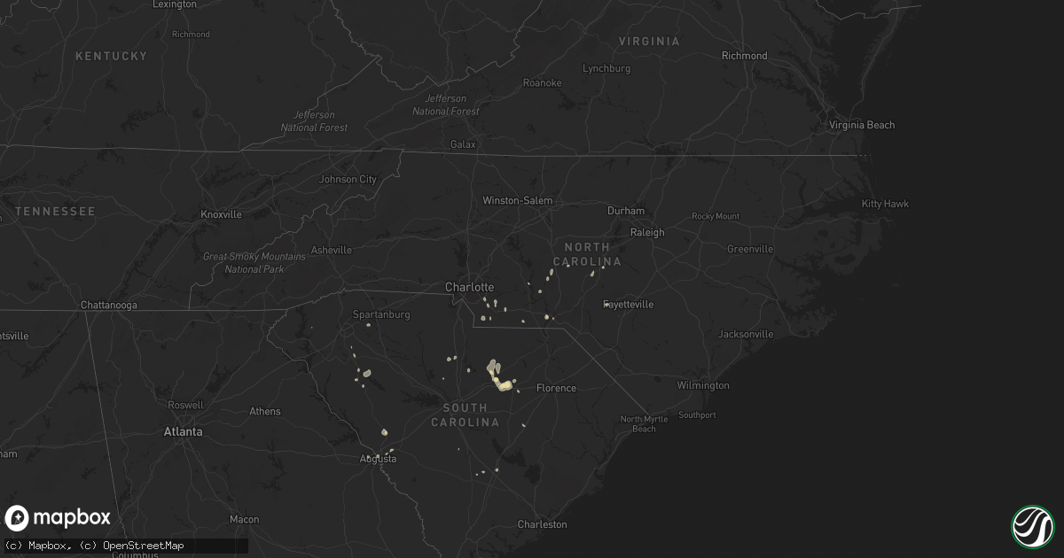 Hail map in North Carolina on September 10, 2018