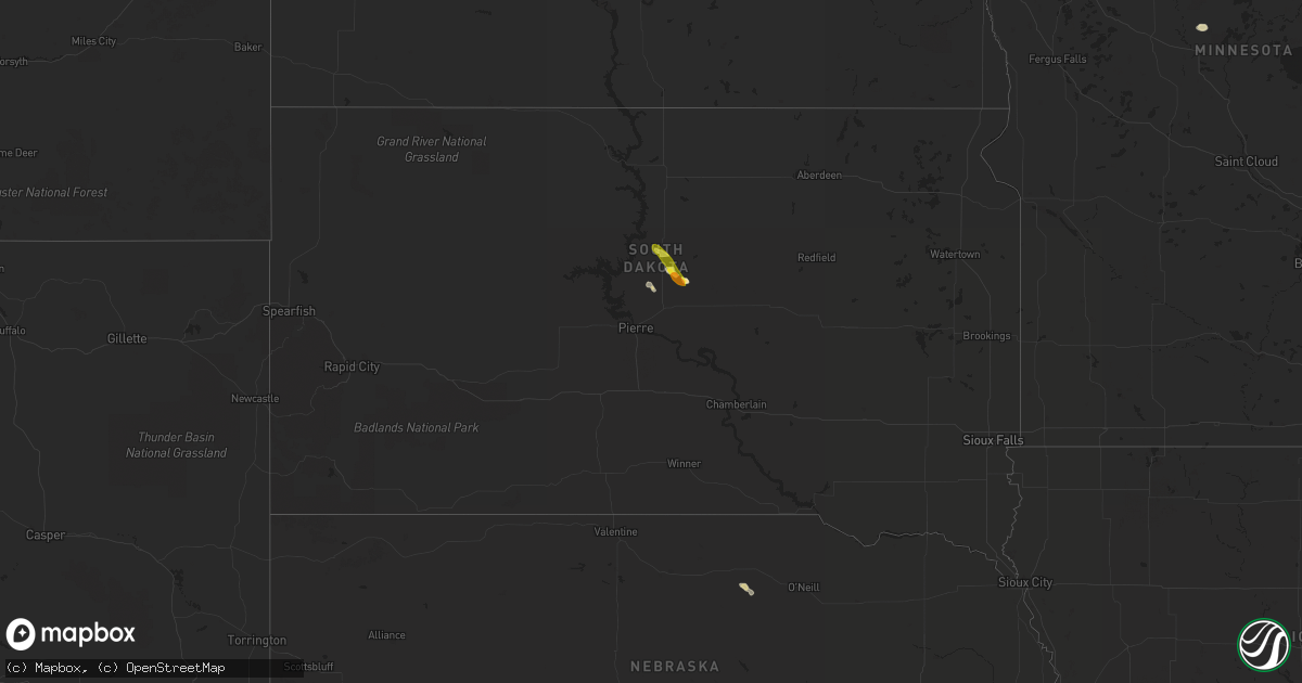 Hail map in South Dakota on September 10, 2018