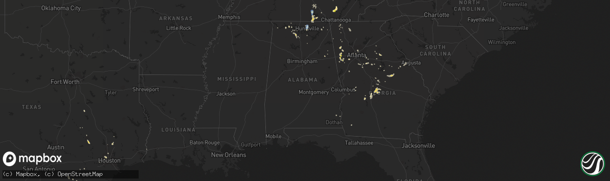 Hail map in Alabama on September 10, 2019