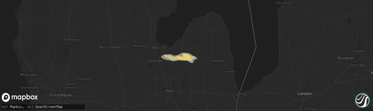 Hail map in Caro, MI on September 10, 2019