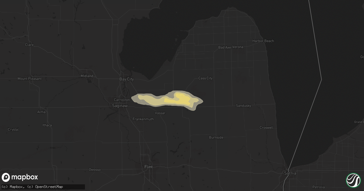 Hail map in Caro, MI on September 10, 2019