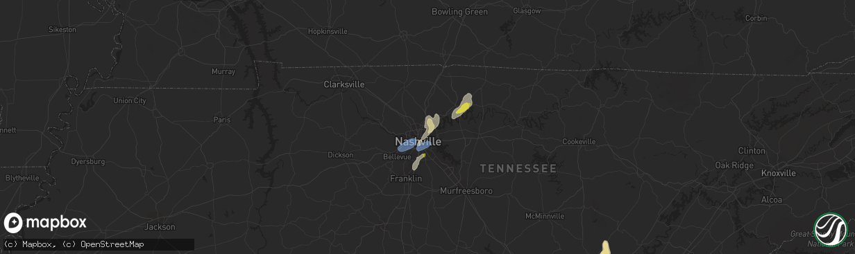 Hail map in Madison, TN on September 10, 2019