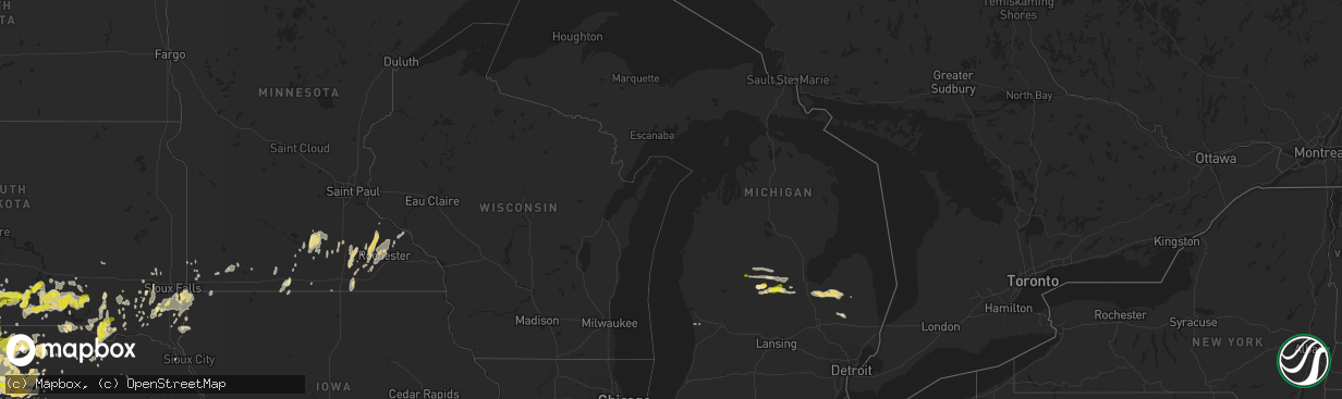 Hail map in Michigan on September 10, 2019