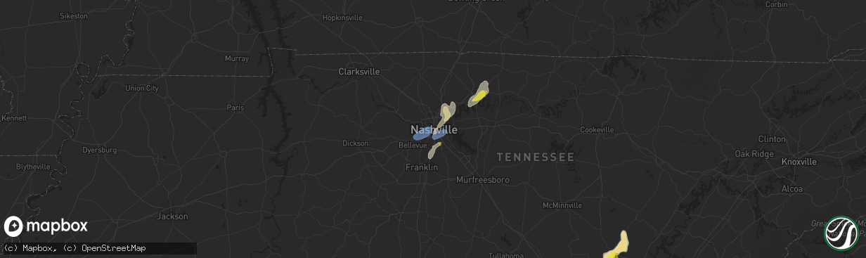 Hail map in Nashville, TN on September 10, 2019