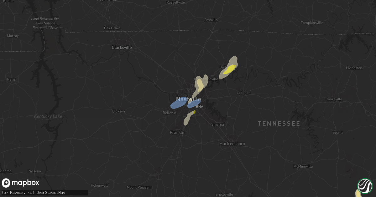 Hail map in Nashville, TN on September 10, 2019