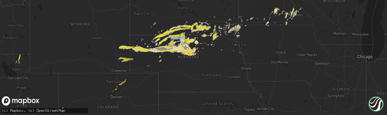 Hail map in Nebraska on September 10, 2019