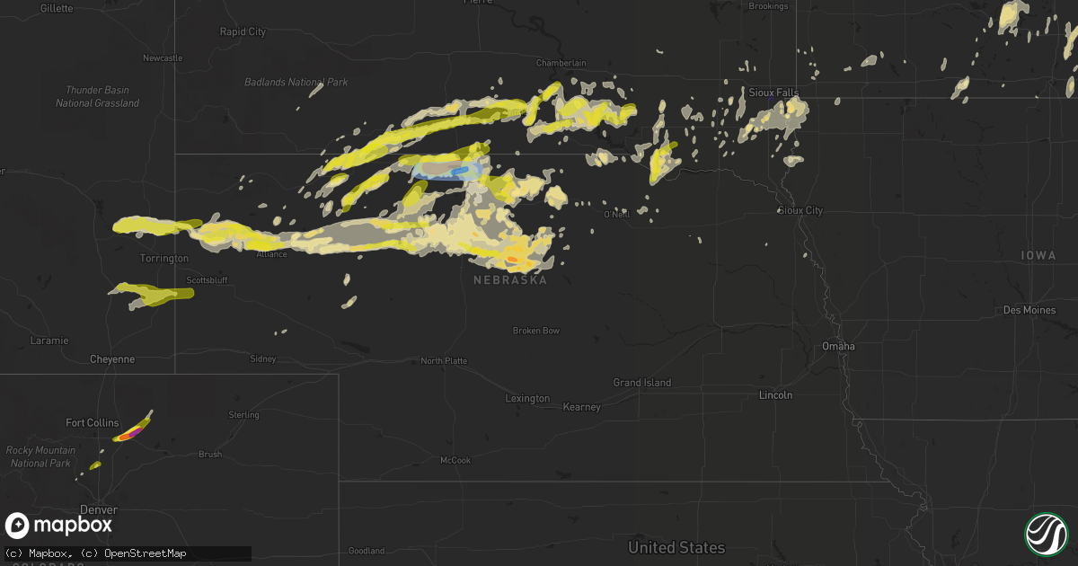 Hail map in Nebraska on September 10, 2019
