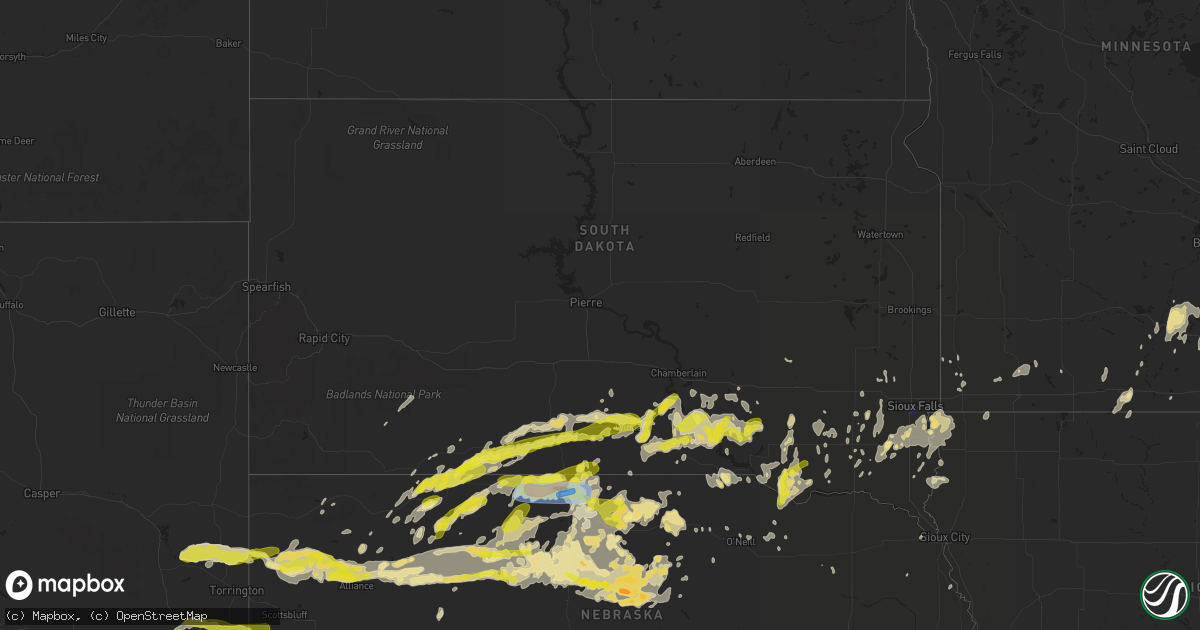 Hail map in South Dakota on September 10, 2019