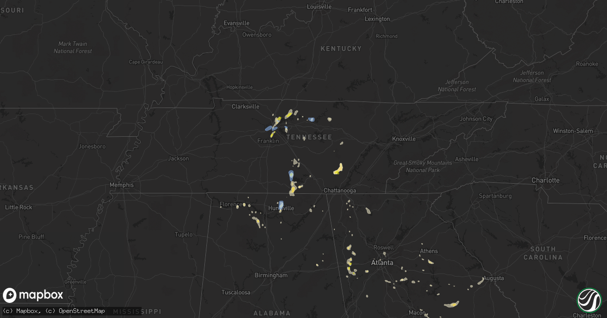 Hail map in Tennessee on September 10, 2019