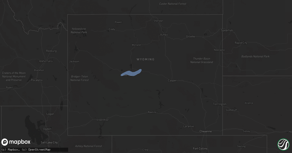 Hail map in Wyoming on September 10, 2021