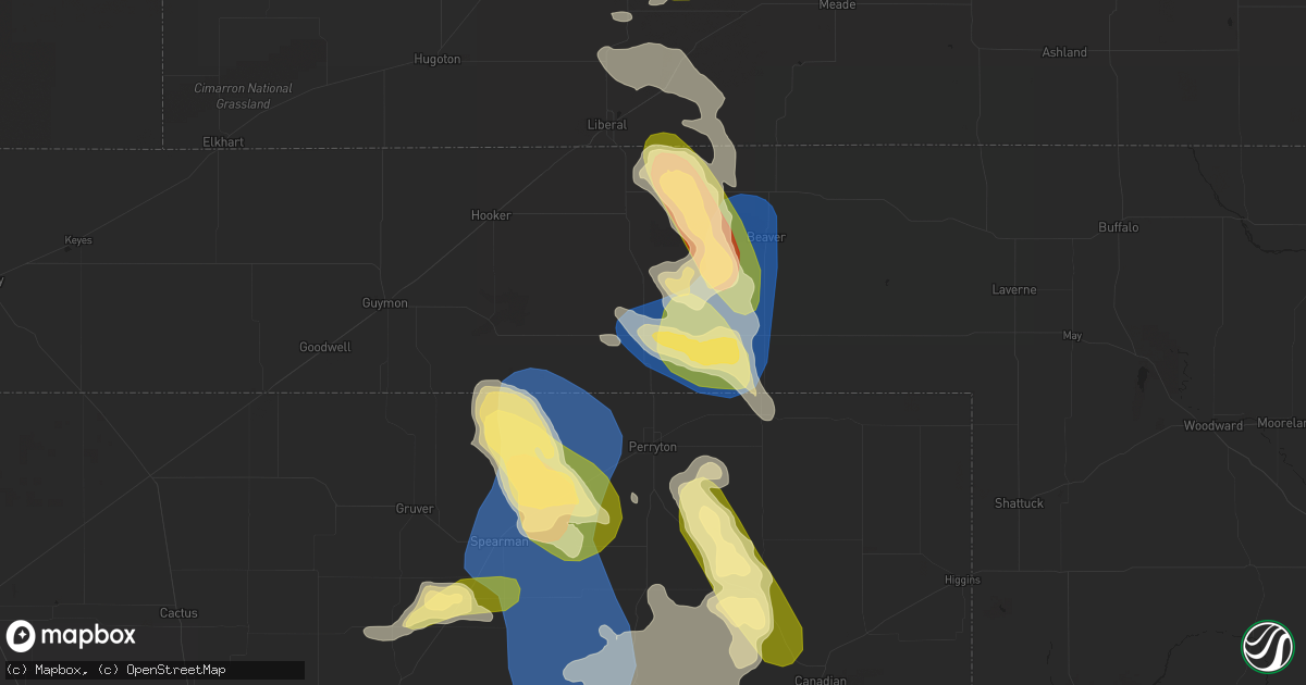 Hail map in Balko, OK on September 10, 2023