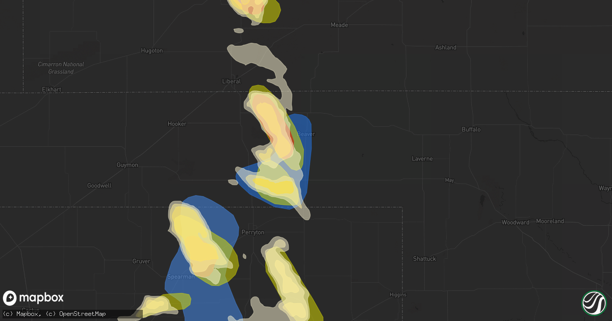 Hail map in Beaver, OK on September 10, 2023