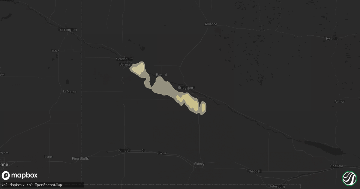 Hail map in Bridgeport, NE on September 10, 2023
