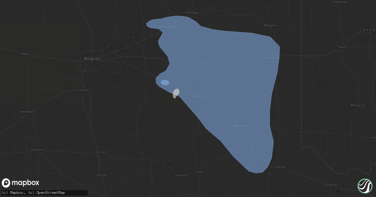 Hail map in Clarendon, TX on September 10, 2023