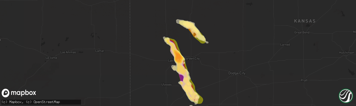 Hail map in Deerfield, KS on September 10, 2023