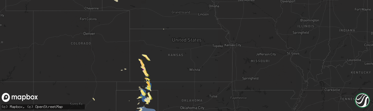Hail map in Kansas on September 10, 2023