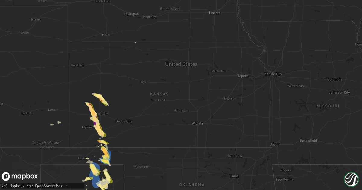 Hail map in Kansas on September 10, 2023