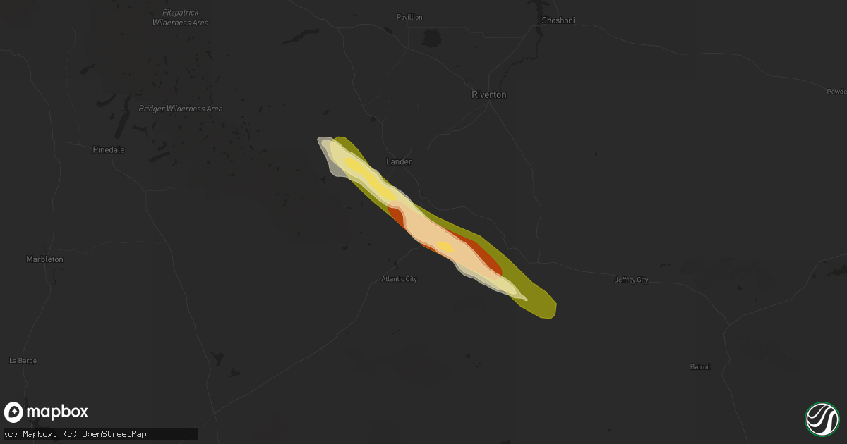 Hail map in Lander, WY on September 10, 2023