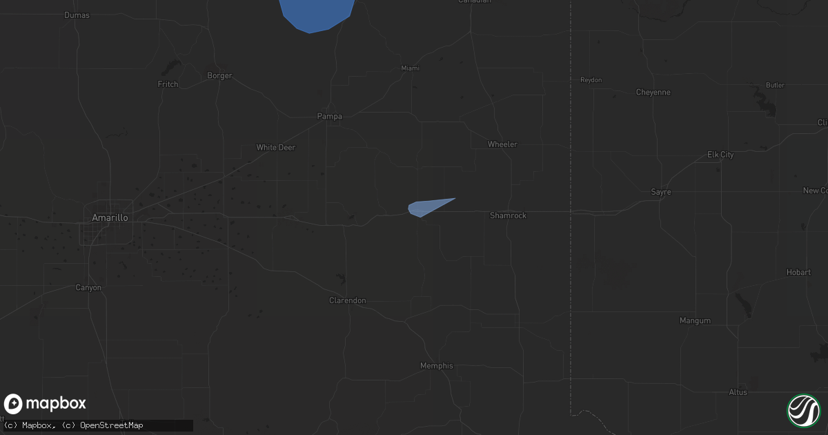 Hail map in Mclean, TX on September 10, 2023