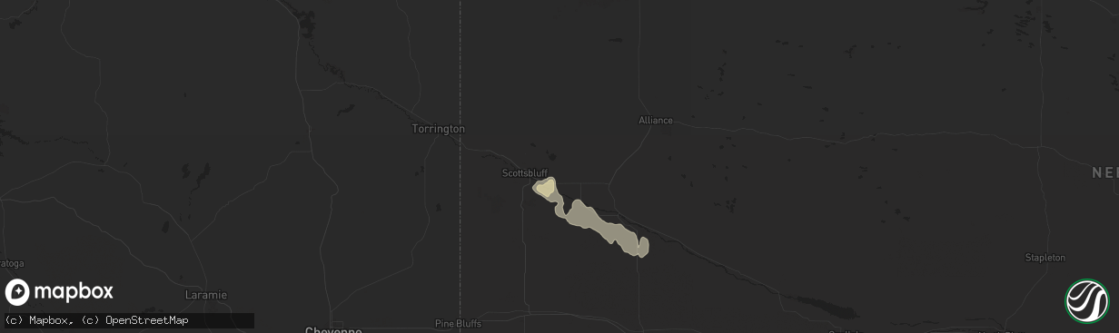 Hail map in Minatare, NE on September 10, 2023