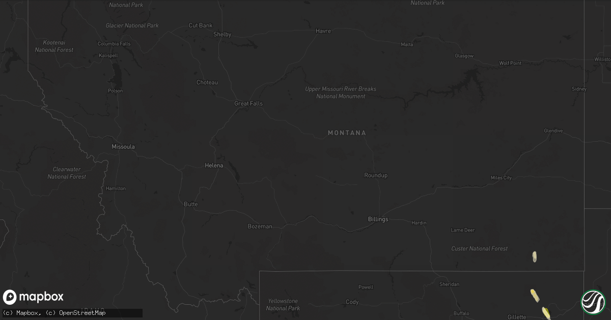 Hail map in Montana on September 10, 2023