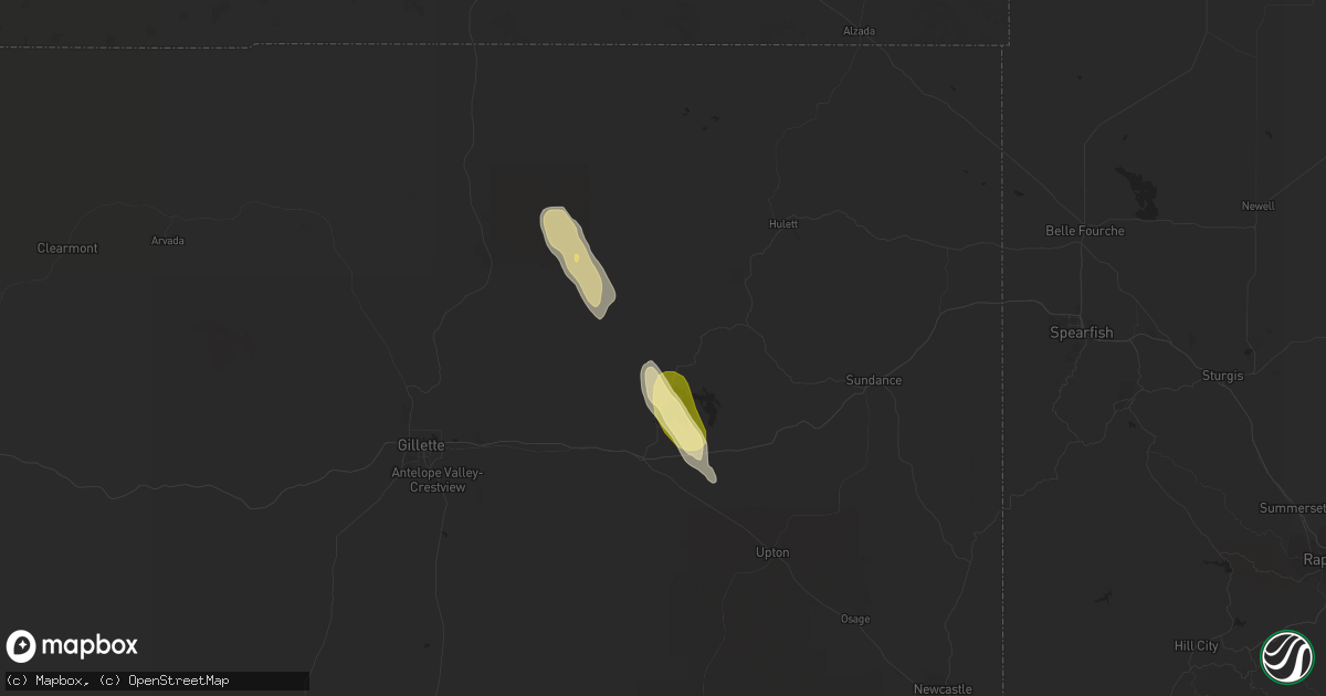 Hail map in Moorcroft, WY on September 10, 2023