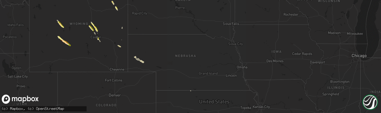 Hail map in Nebraska on September 10, 2023