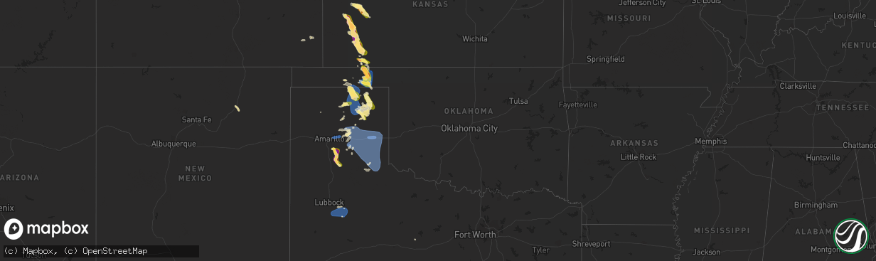 Hail map in Oklahoma on September 10, 2023