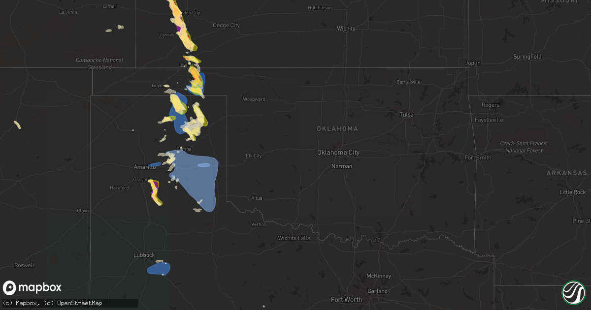 Hail map in Oklahoma on September 10, 2023