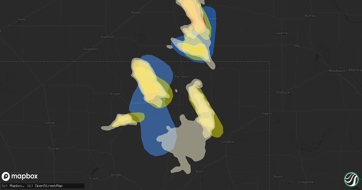 Hail map in Perryton, TX on September 10, 2023