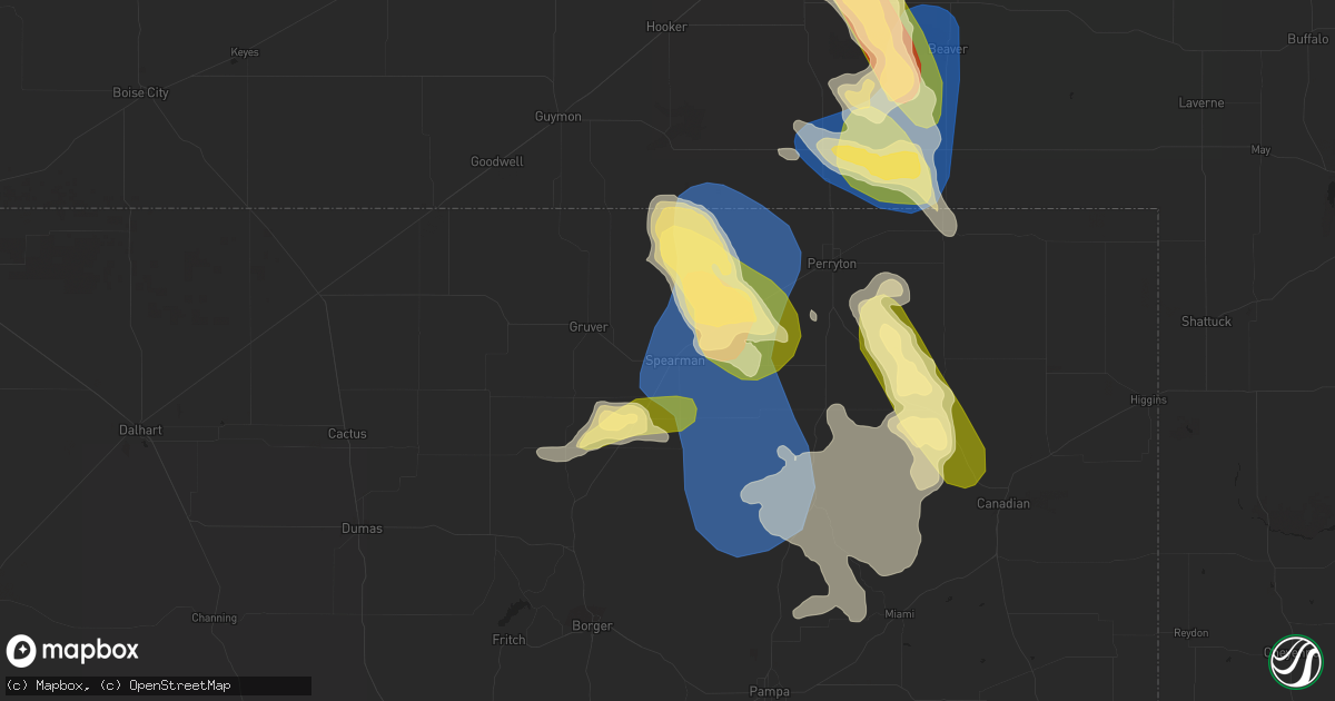Hail map in Spearman, TX on September 10, 2023