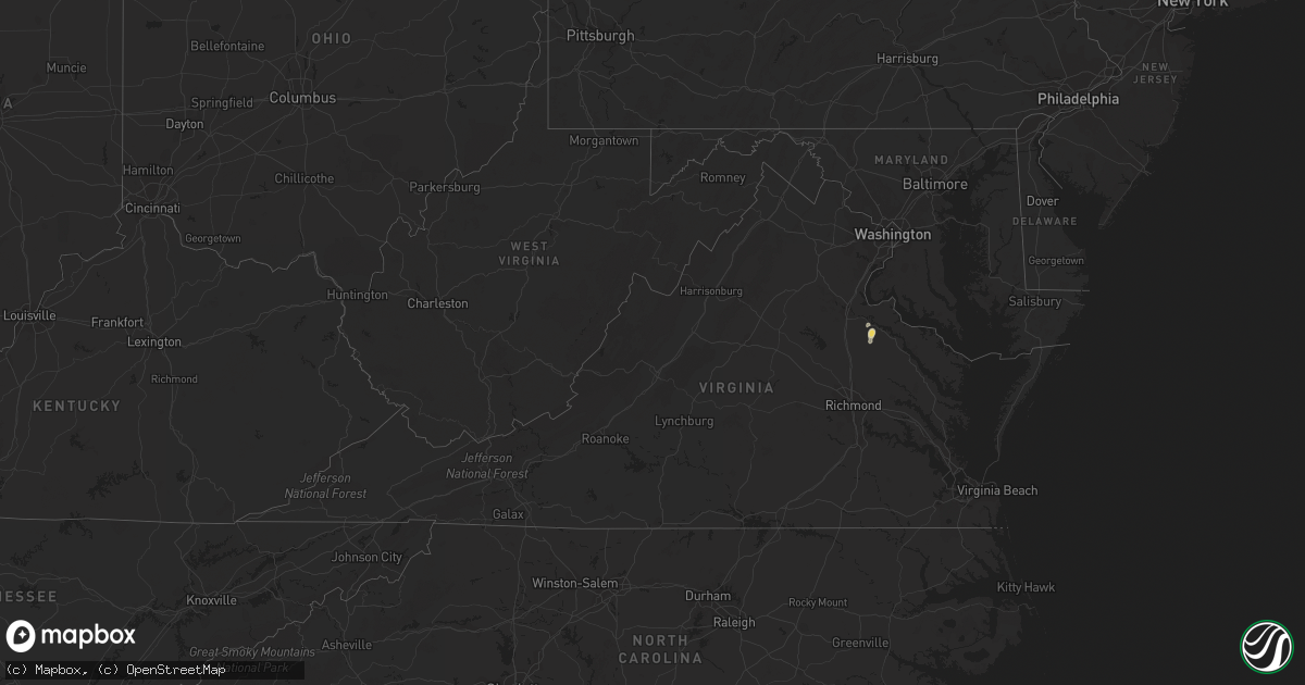 Hail map in Virginia on September 10, 2023