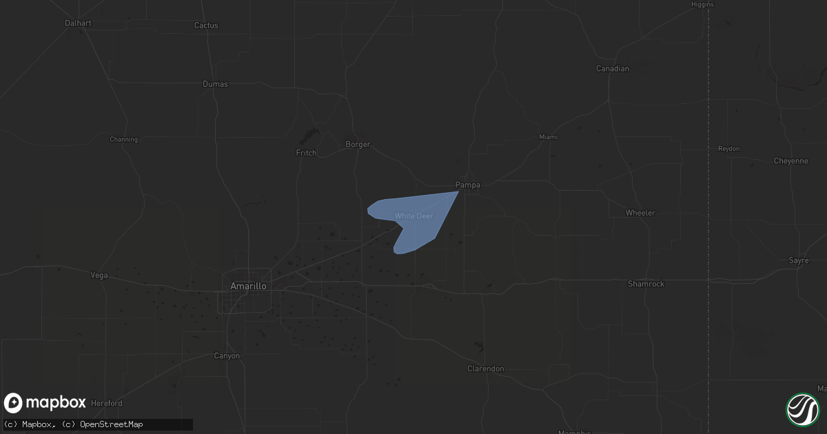Hail map in White Deer, TX on September 10, 2023