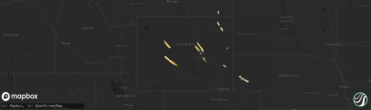 Hail map in Wyoming on September 10, 2023