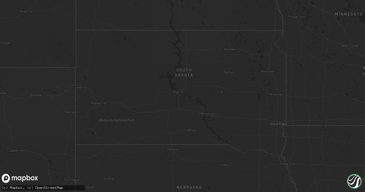Hail map in South Dakota on September 10, 2024