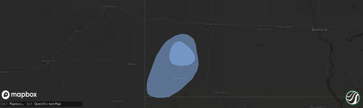 Hail map in Amidon, ND on September 10, 2025