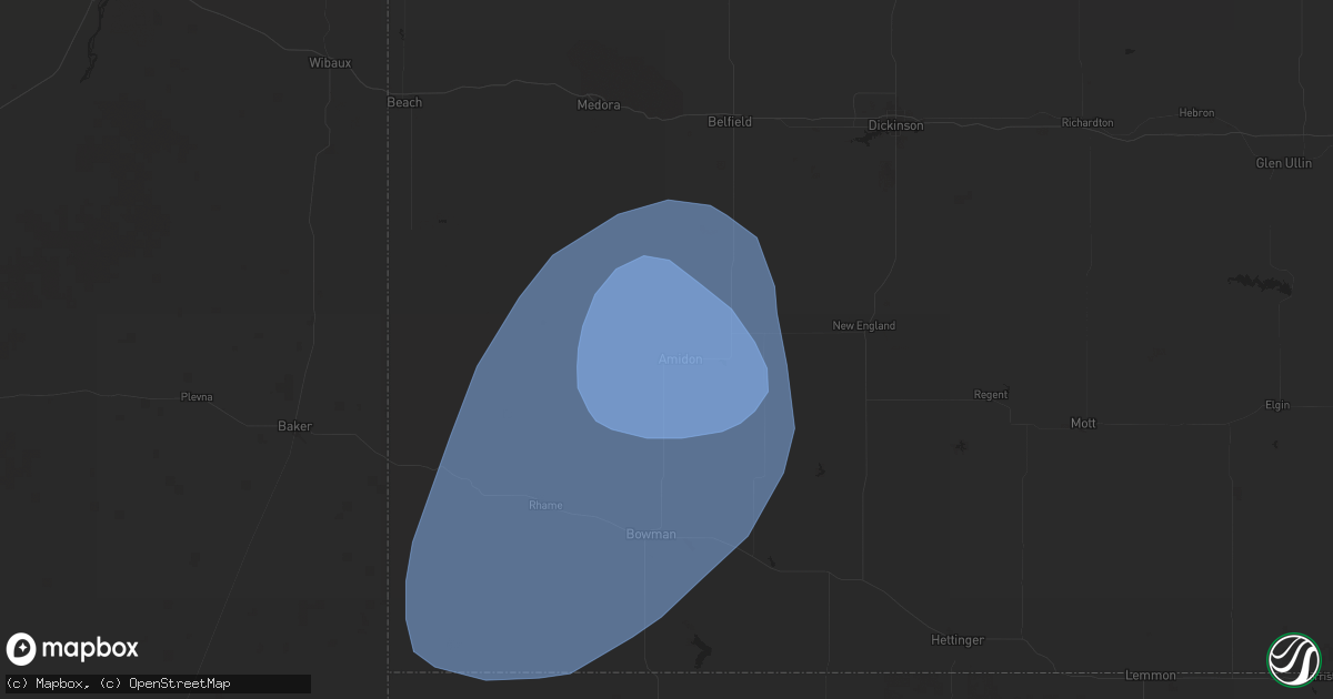 Hail map in Amidon, ND on September 10, 2025
