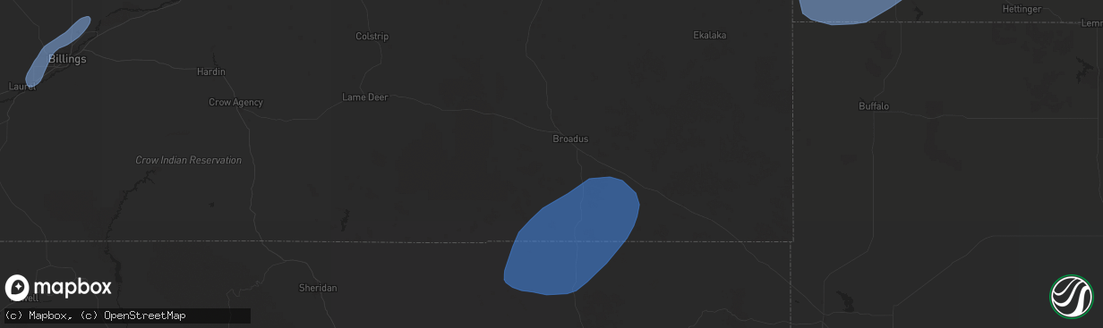 Hail map in Broadus, MT on September 10, 2025