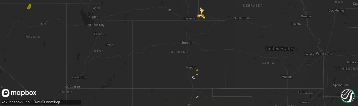 Hail map in Colorado on September 10, 2025