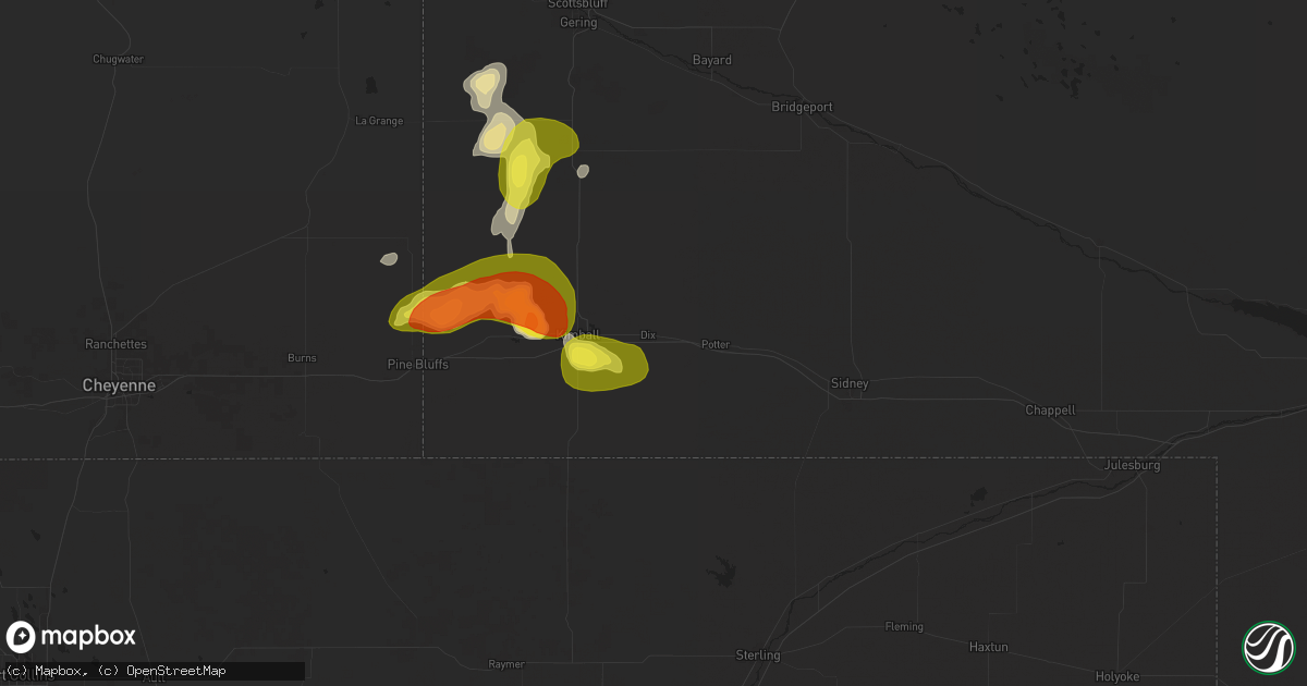 Hail map in Dix, NE on September 10, 2025